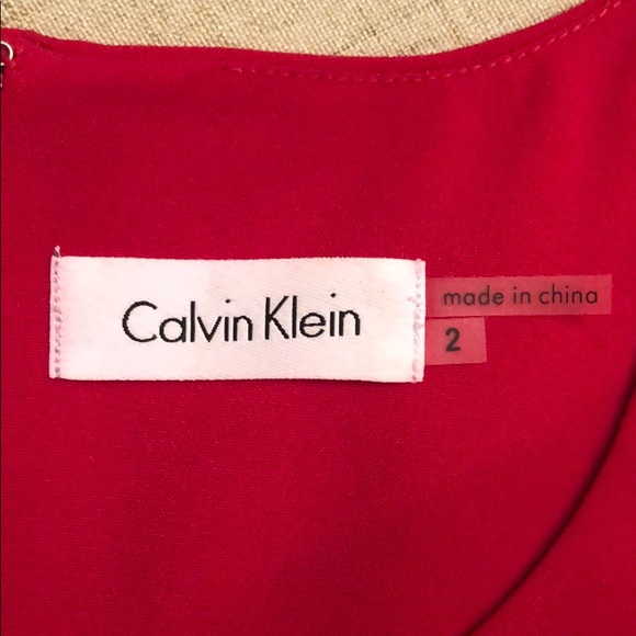 Calvin Klein Red Sunburst Sheath Dress Nwot - Picture 8 of 8